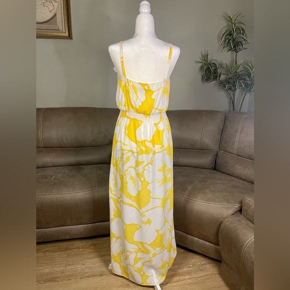 Ann Taylor LOFT Yellow White Floral Ruffle Top Maxi Dress Sz 8 - Picture 8 of 16